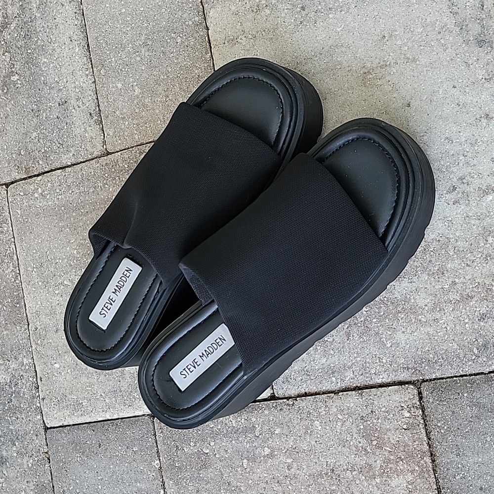 Steve Madden Platform Sandals Sz 8 Black